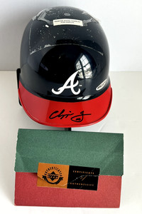 Chipper Jones signed Atlanta Braves Riddell MLB Mini Batting Helmet - Upper Deck