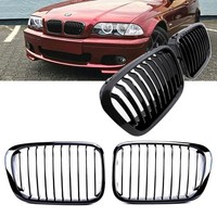 Set KüHlergrill Grill FüR 1998-2001 BMW E46 Limousine Touring Einzelsteg Schwarz