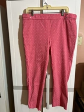 Rafaella Pink Polka Dot Ankle Pants Size 16
