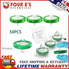50PCS Lab Syringe Filter Sterile PES Membrane 33mm 0.22µm Individually Packed US