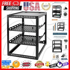 16U Open Frame Network Rack for IT  AV Gear, AV Rack Floor Standing or Wall ...