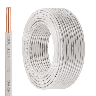 MOOKEERF 12 Gauge 100FT THHN Electrical Wire White