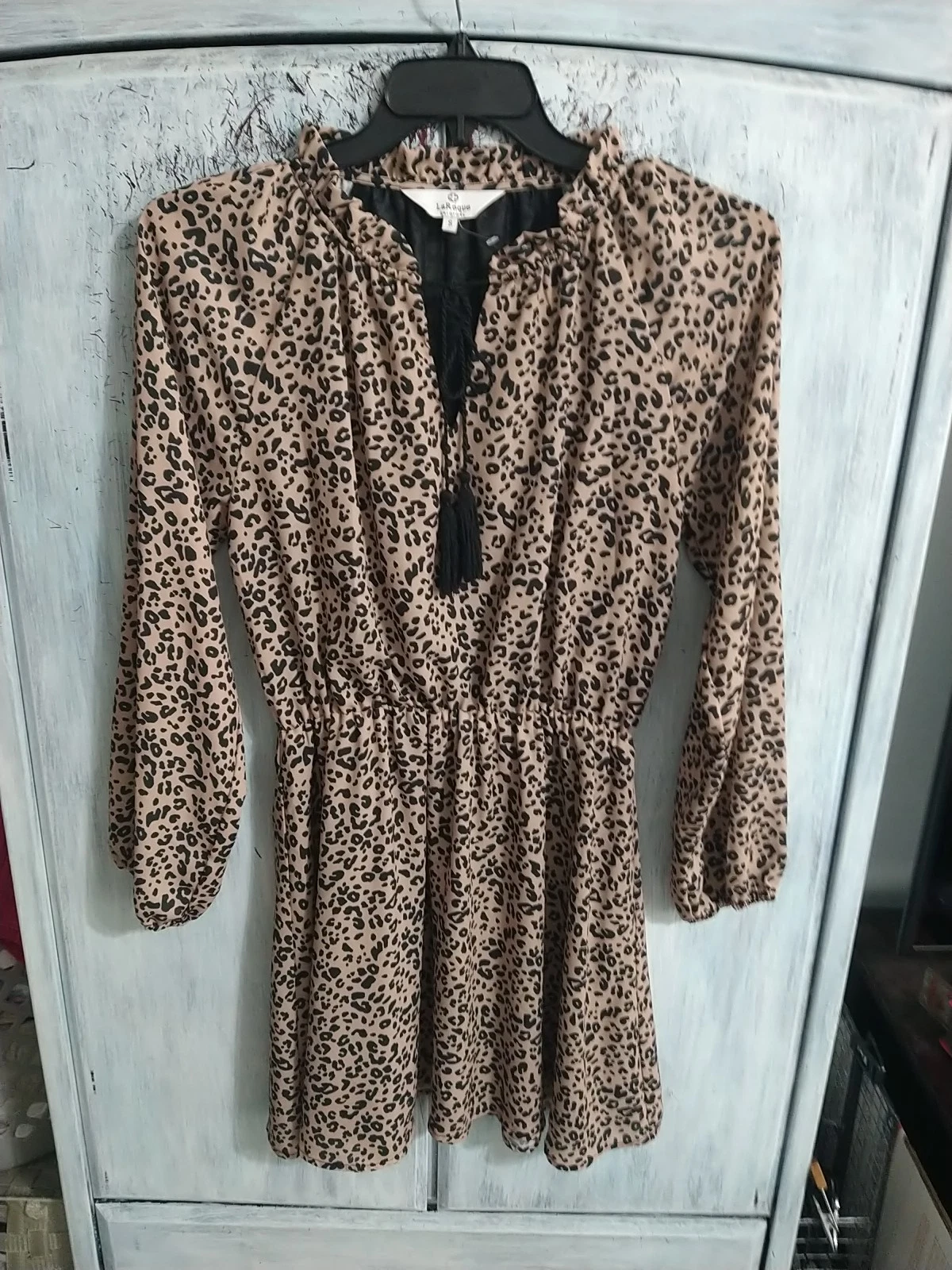 VETEMENTS Mini Abito LaRoque Y2k Boho Keopard Scollo Increspato Taglia S