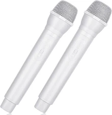 Facmogu 2PCS Fake Microphone Prop, Plastic Realistic Prop Microphone, White 