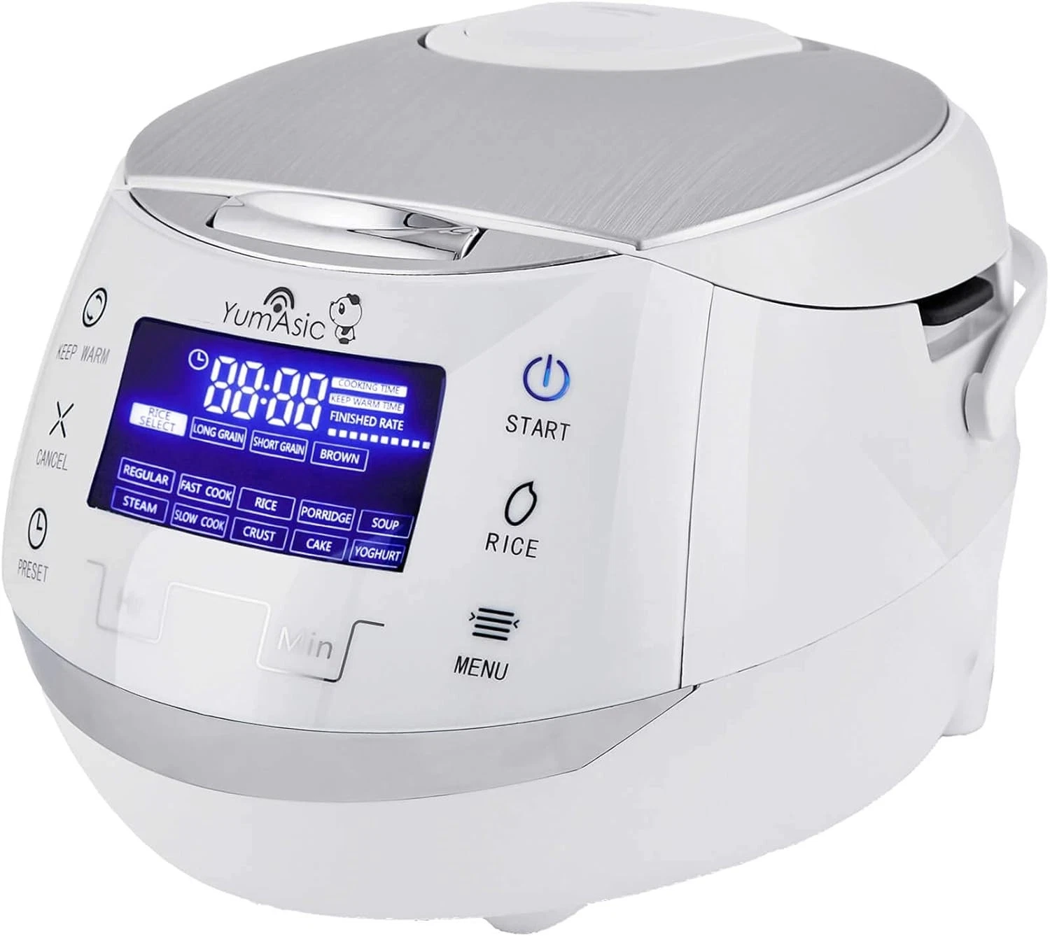 Yum Asia Sakura Rice Cooker w Ceramic Bowl and Advanced Fuzzy Logic,White,Silver