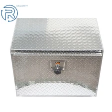 24 Inch Silver Aluminum Diamond Plate Tool Underbody Box With T - Handle Latch
