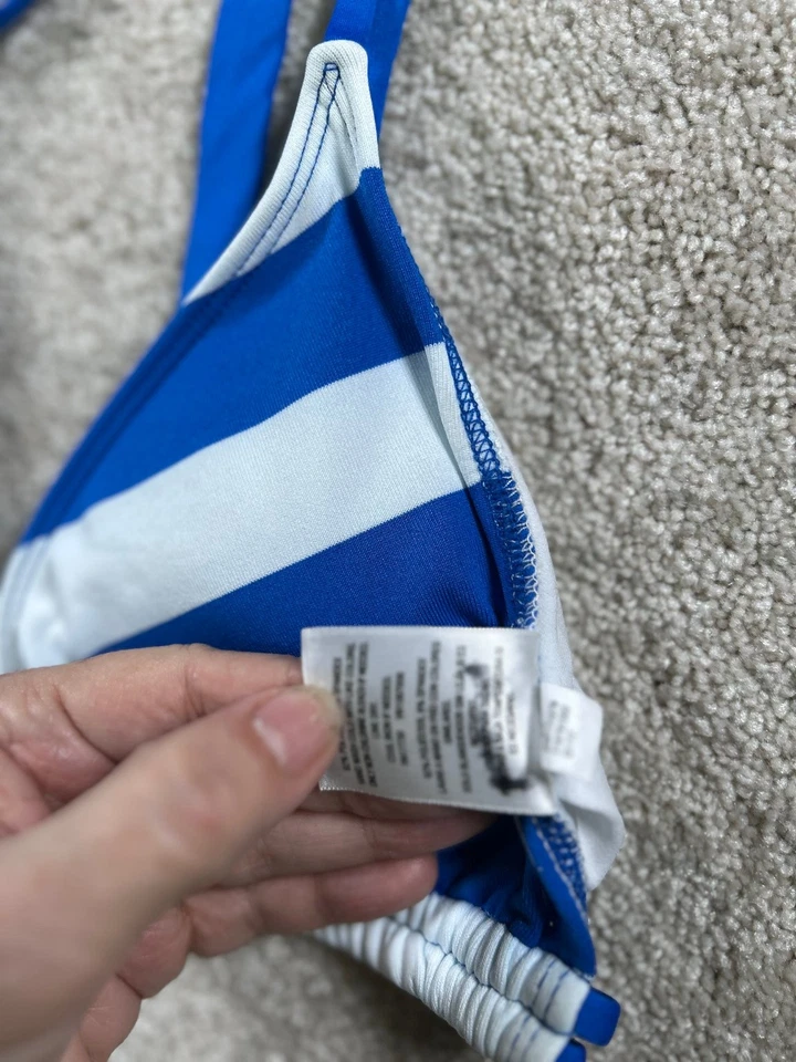 Mossimo Women's Blue White Stripe Bikini Top Small Nylon - Image 3 of 4