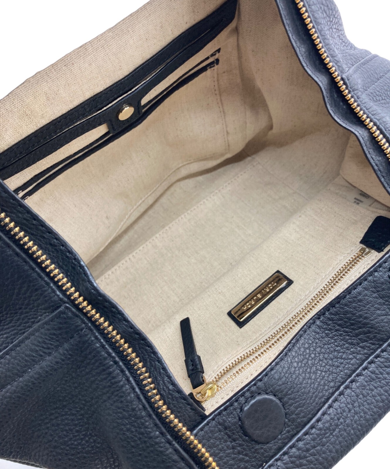 Tory Burch Small Half Moon Satchel Bag Leather Black Women Used Authentic thumbnail 9