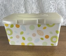 Huggies Baby Wipes Container EMPTY Wipe Case Holder White Leaves Circles