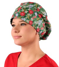 Euro Style Riley Comfort Scrub Cap - Poinsettia Party (Christmas Holiday)