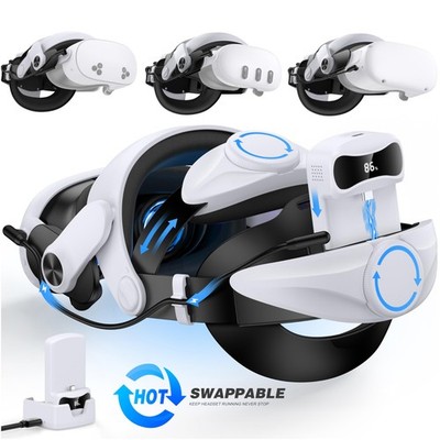 VR Head Strap for Meta Quest 3/3s/2 with 15000mAh Battery - Extended Playtime