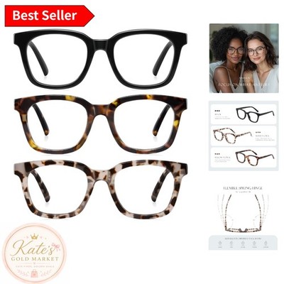 Clear Lens Square Readers for Work & Leisure - Blue Light Blocking Comfort