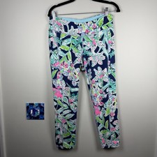 Lilly Pulitzer Luxletic Weekender Midi Leggings Navy Sway this Way Floral Large