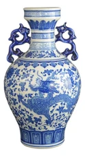 Chinese Classic Blue And White Dragon Porcelain Vase Jingdezhen China Collect