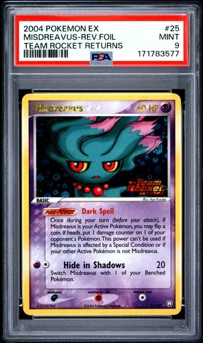 Misdreavus Reverse Holo 25/109 PSA 9 Team Rocket Returns Pokemon Card Game