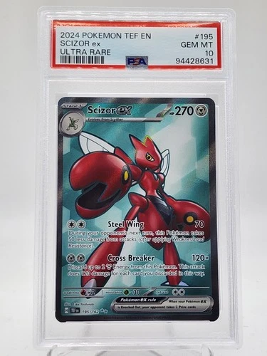 SCIZOR EX 2024 POKEMON TEMPORAL FORCES ULTRA RARE #195 PSA 10 Q0895