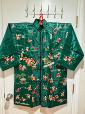 Vintage Hand-Embroidered Hundred Boys Silk Kimono Dragon Motif M size