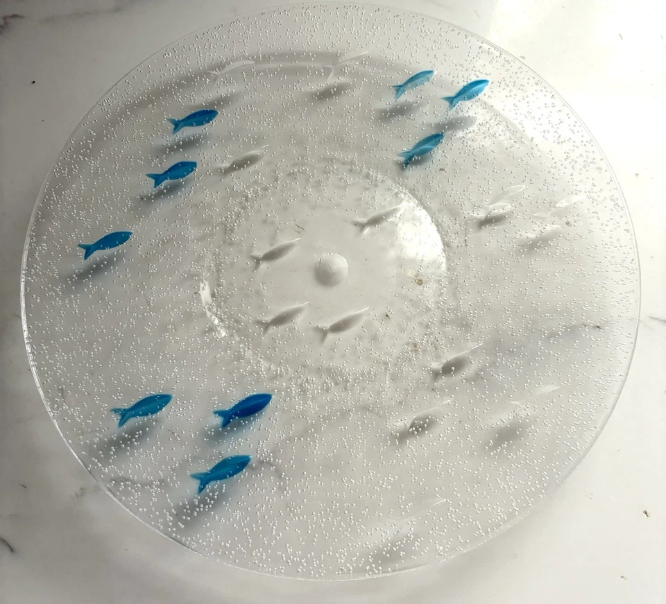 Set Of 10 Clear Melamine 9" Plates School Of Fish Caskata Pottery Barn - Image 3 of 4