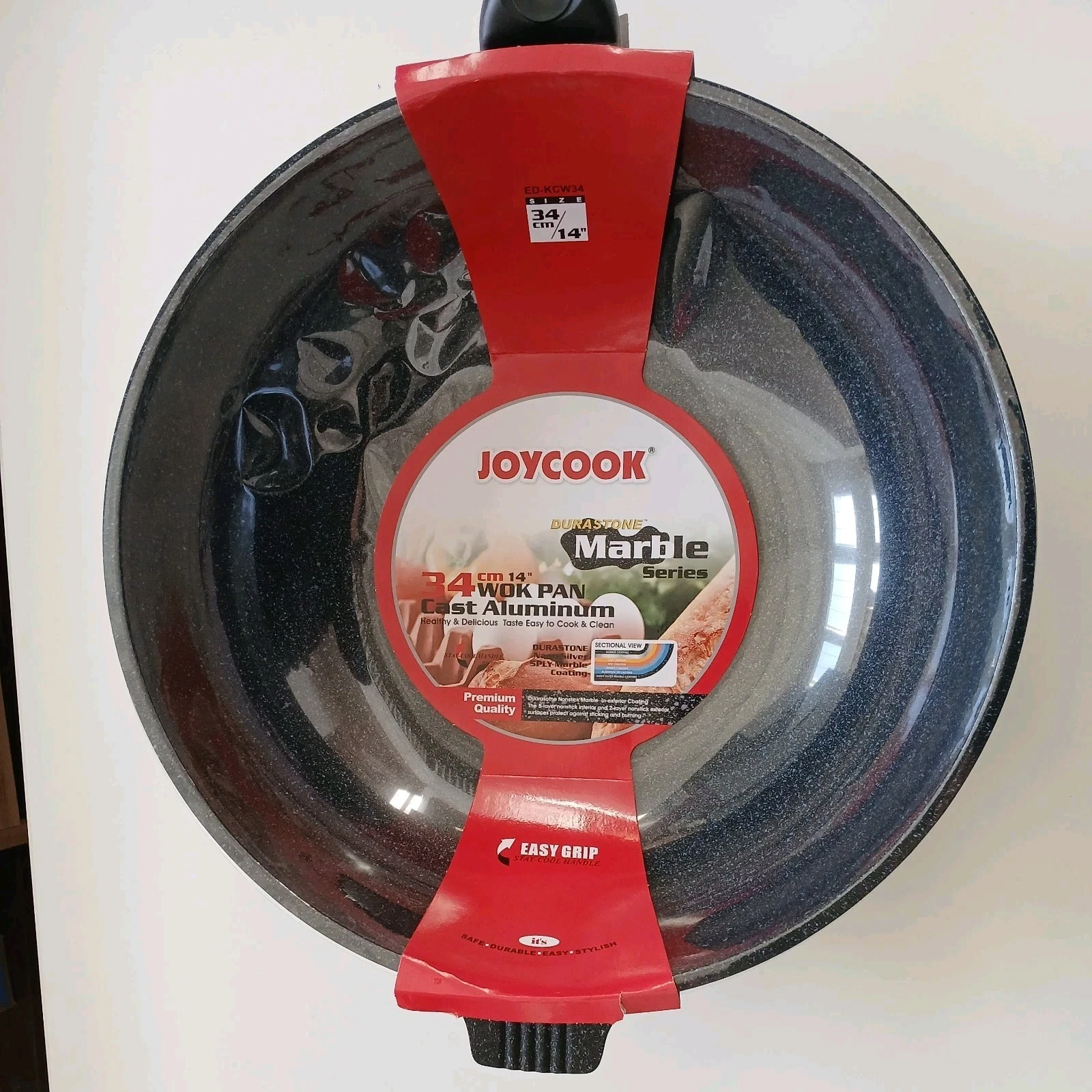 NEW Joycook Durastone Marble Coated Cast Aluminum Nonstick Wok Pan, 14-inch