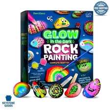 Kids Glow-in-The-Dark Rock Painting Kit - Arts & Crafts for 6-12  Olds