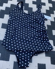 Swimsuits For All Women  s Tankini Top Plus Sz 22 Black  Wh Polka Dot Swim New