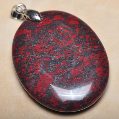Pendentif En Pierre De Sang Naturelle Rouge Intense, Serti En Argent 925, Longueur 2 Pouces - Fait Main