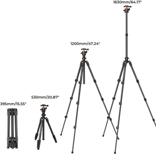 K&F Concept 64" Camera Tripod with 360° Ball Head & Phone Clip for DSLR/Phone - Picture 6 of 16