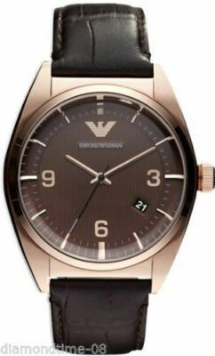 NEW EMPORIO ARMANI CLASSIC BROWN DIAL BROWN LEATHER STRAP MEN'S