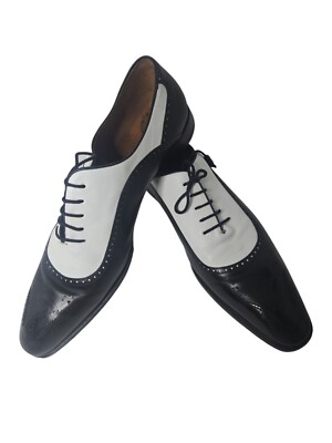 Mezlan black and white men dress shoes size 9 Mezlan Shoes Custom Contoured Black White Spectator Oxford  main image 2