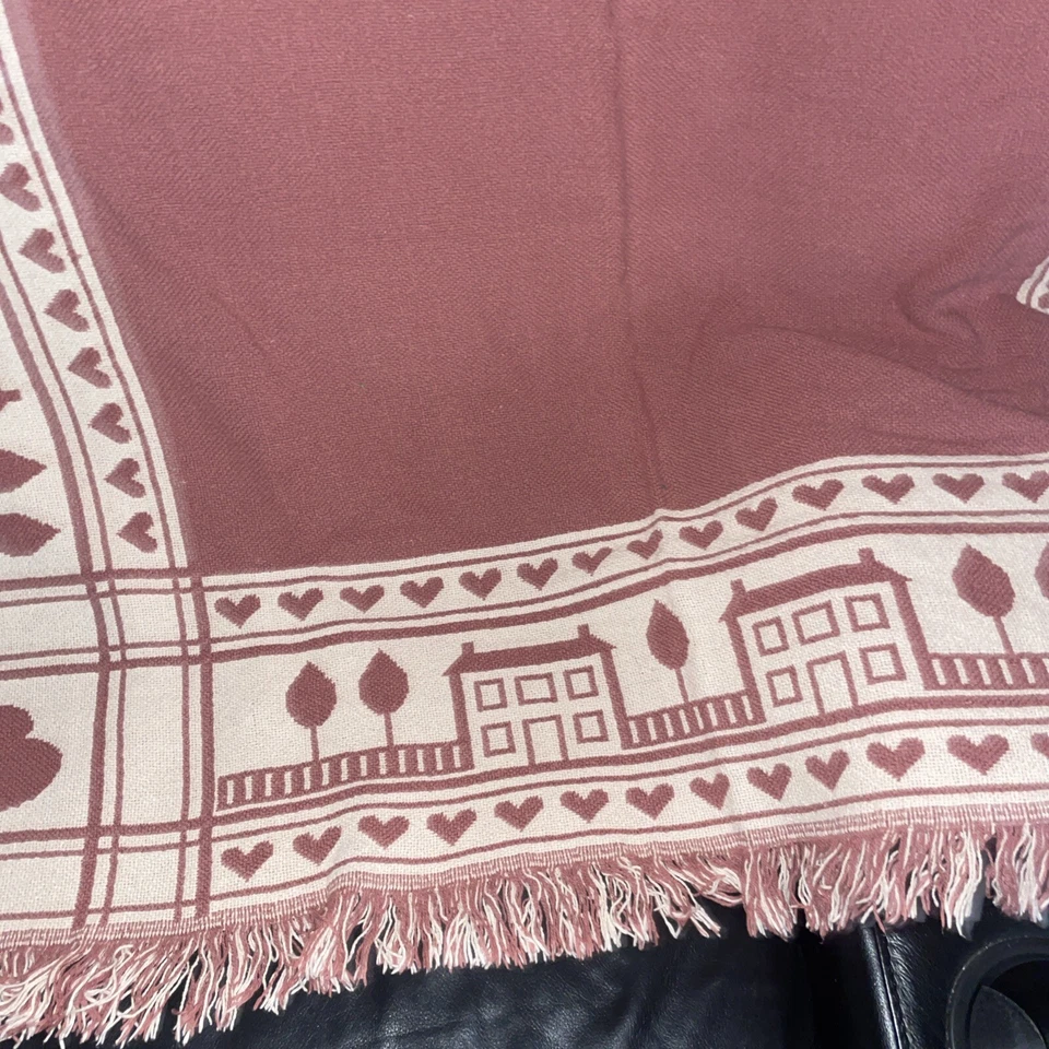 Manta tapiz tejida vintage corazón y casas Foto 4 de 4
