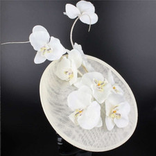 BRAND NEW LARGE CREAM SINAMAY FASCINATOR WITH MATCHING ORCHIDS, SPRING RACING