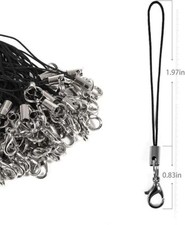 Black Lobster Claw Clasp Cords Lanyard Split Ring Straps for Cell Phone 50 PCS B