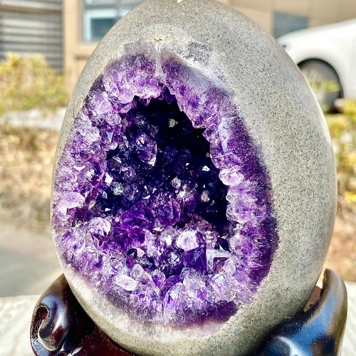 3.43LB Rare Uruguayan amethyst dragon egg cave decoration+base - 第 13/18 張圖片