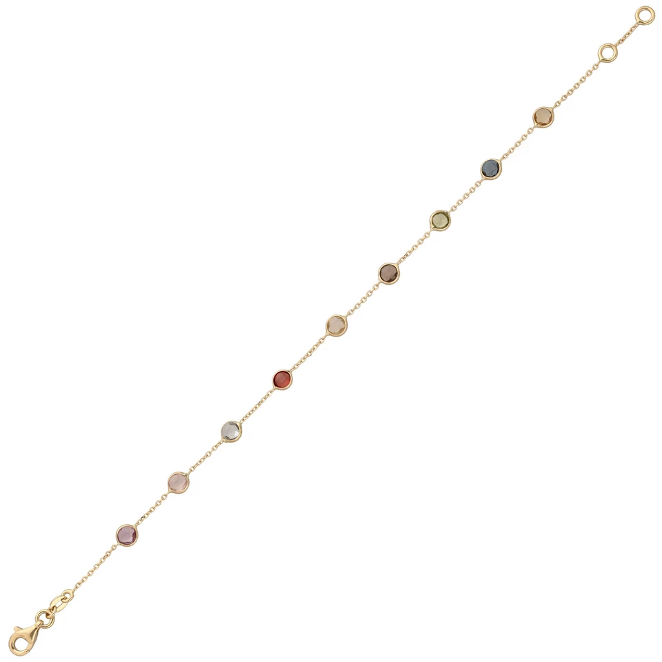 Armband 585 Gold mit Amethyst Granat Blautopas Citrin Peridot Rauchquarz 19cm - Bild 2 von 2