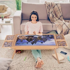 Puzzle Board 1500 Pieces,34.3”X 26.5” Jigsaw Puzzle Table with 4 Drawers and ...