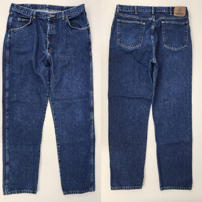 90s Wrangler Mens 36x32 Stonewash Regular Fit Blue Jeans 100