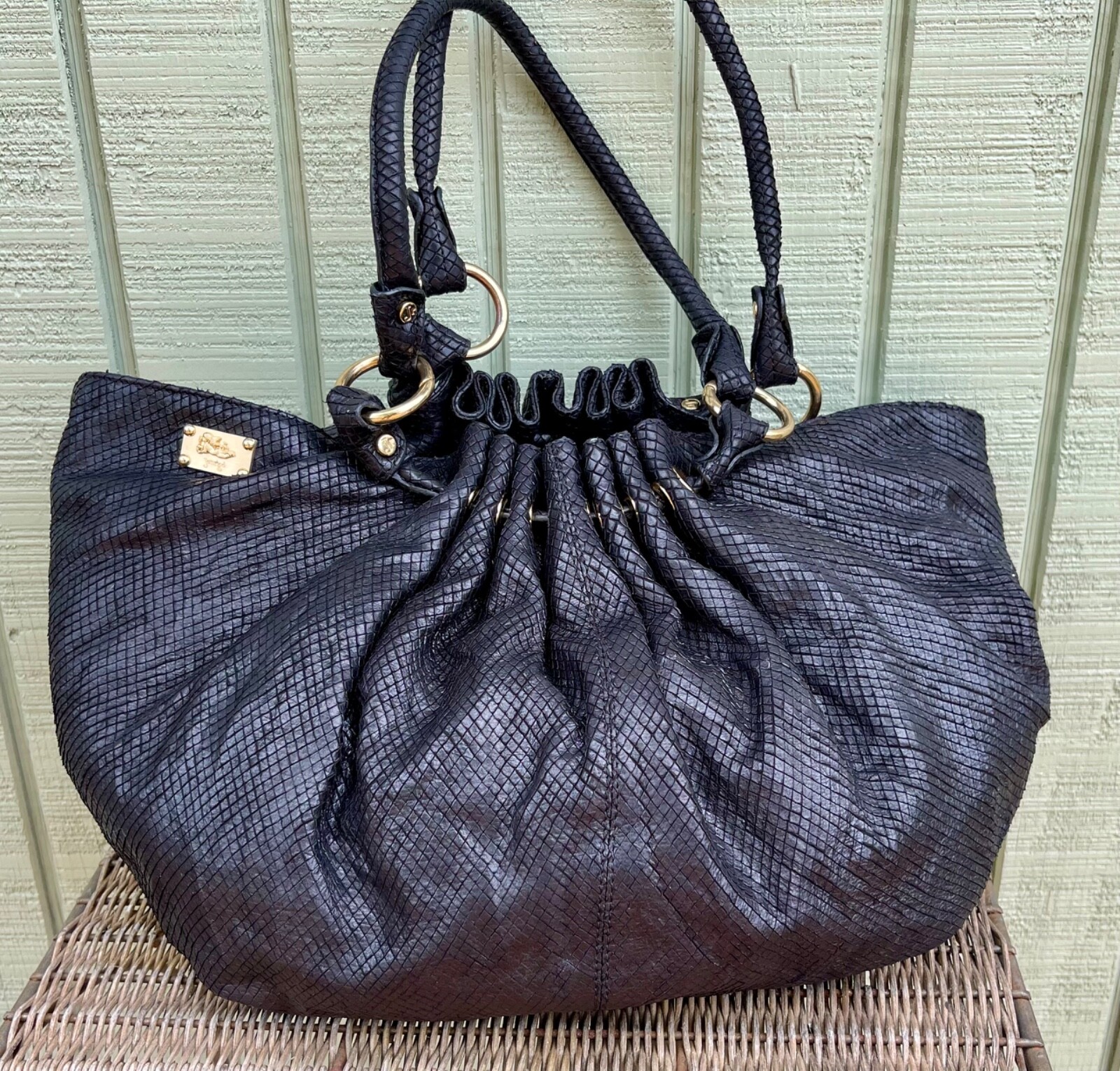 Jenrigo Italian Black Python Embossed Italian Lea… - image 4