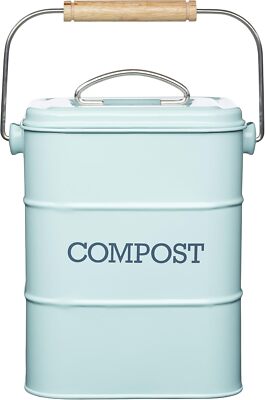 Kitchen Craft Living Nostalgia 3 liter stainless steel compost bin, blue duck eg