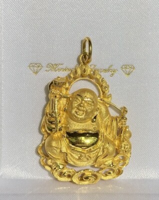 24K Solid Gold 3D Happy Lucky Buddha Charm/ Pendant, 30.44 Gr. Prosperity Wealth