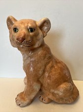 Vintage 1970’s Ceramic Life Size Lion Cub Statue 14x12