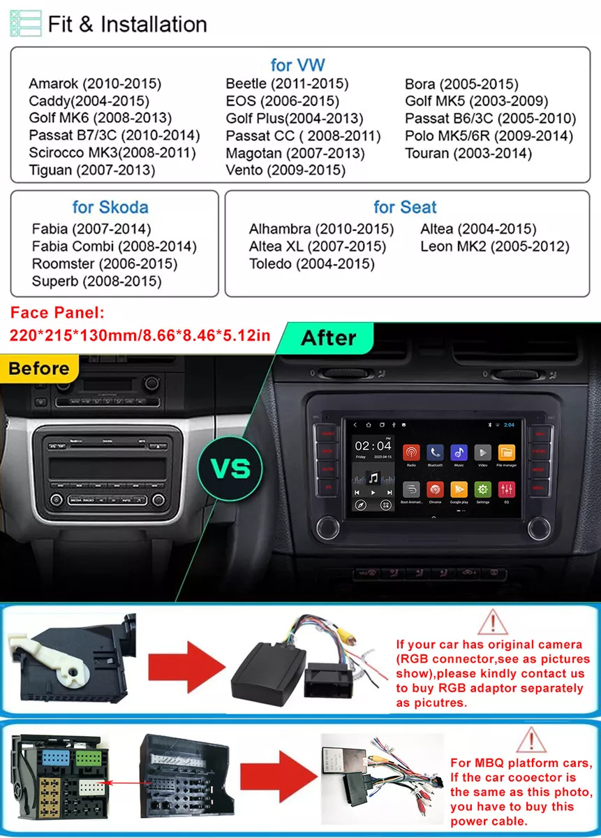 Golf 7 2014 Radio 7" Head Unit Car Stereo GPS Sat Nav Radio DAB+ FM For VW Golf Jetta MK5/6 RCD330 | eBay