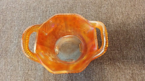NORTHWOOD 8 SIDED IRIDESCENT AMBER BUSHEL BASKET - Picture 2 of 7