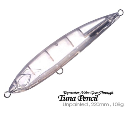 3PCS 22cm 108g Tuna Pencil Topwater DIY Unpainted Bait Blank Fishing Lure model