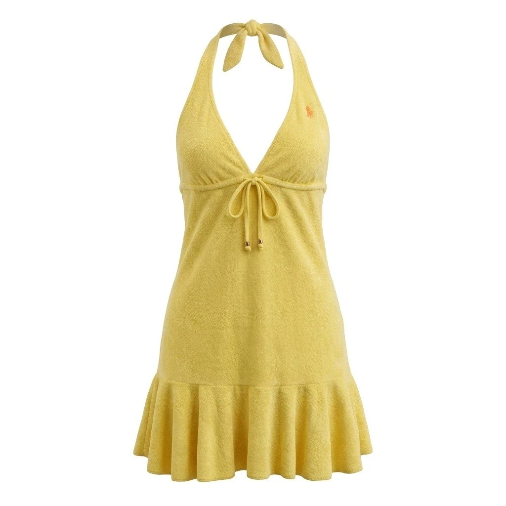 polo ralph lauren beach terry towelling halter dress Polyester Cover Up Swimwear for Women for sale MRFW000030