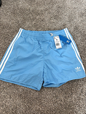 adidas Originals Sprinter Swim Shorts Blue/White M Drawstring Elastic IM9434
