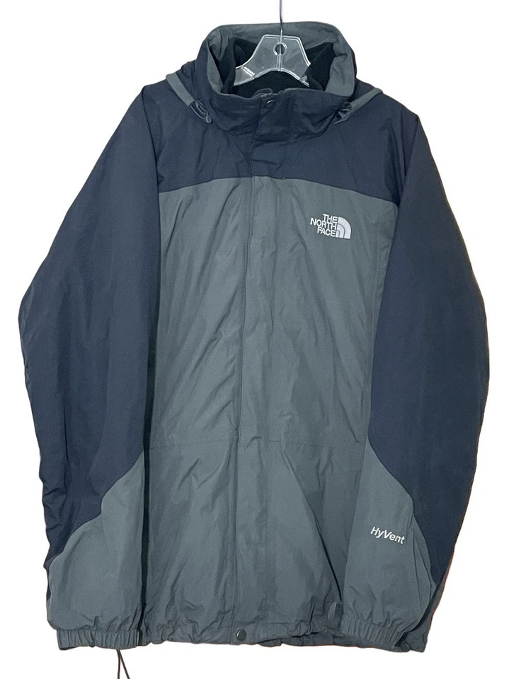 Vtg Y2K The North Face Hyvent 3-in-1 Jacket w Removable Fleece Liner Gray Black - Image 4 of 4