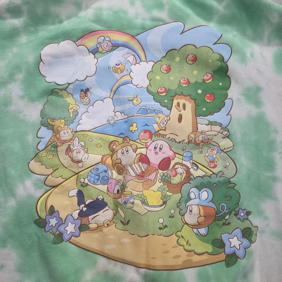 Oficial Nintendo Kirby Land Hombres Talla XL Cremallera Completa Sudadera con Capucha Verde Tie Dye Gráfico Foto 2 de 4