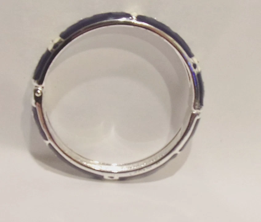 Brazalete Brazalete Joan Boyce Azul Marino y Marfil Blanco Esmalte, Cristales Transparentes con Bisagras Foto 2 de 4