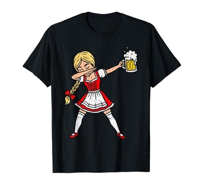Dabbing German Women Oktoberfest Lederhosen Drinking Beer T-Shirt