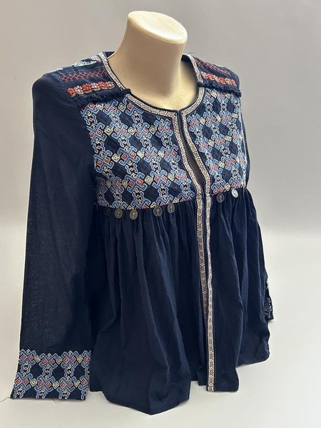 Women Hallhuber Shirt Navy Cotton 34